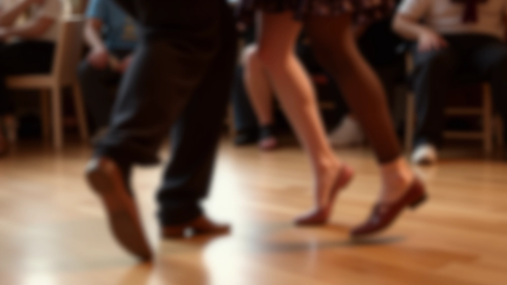 Close-up of dancing feet showing proper footwork technique during a salsa lesson